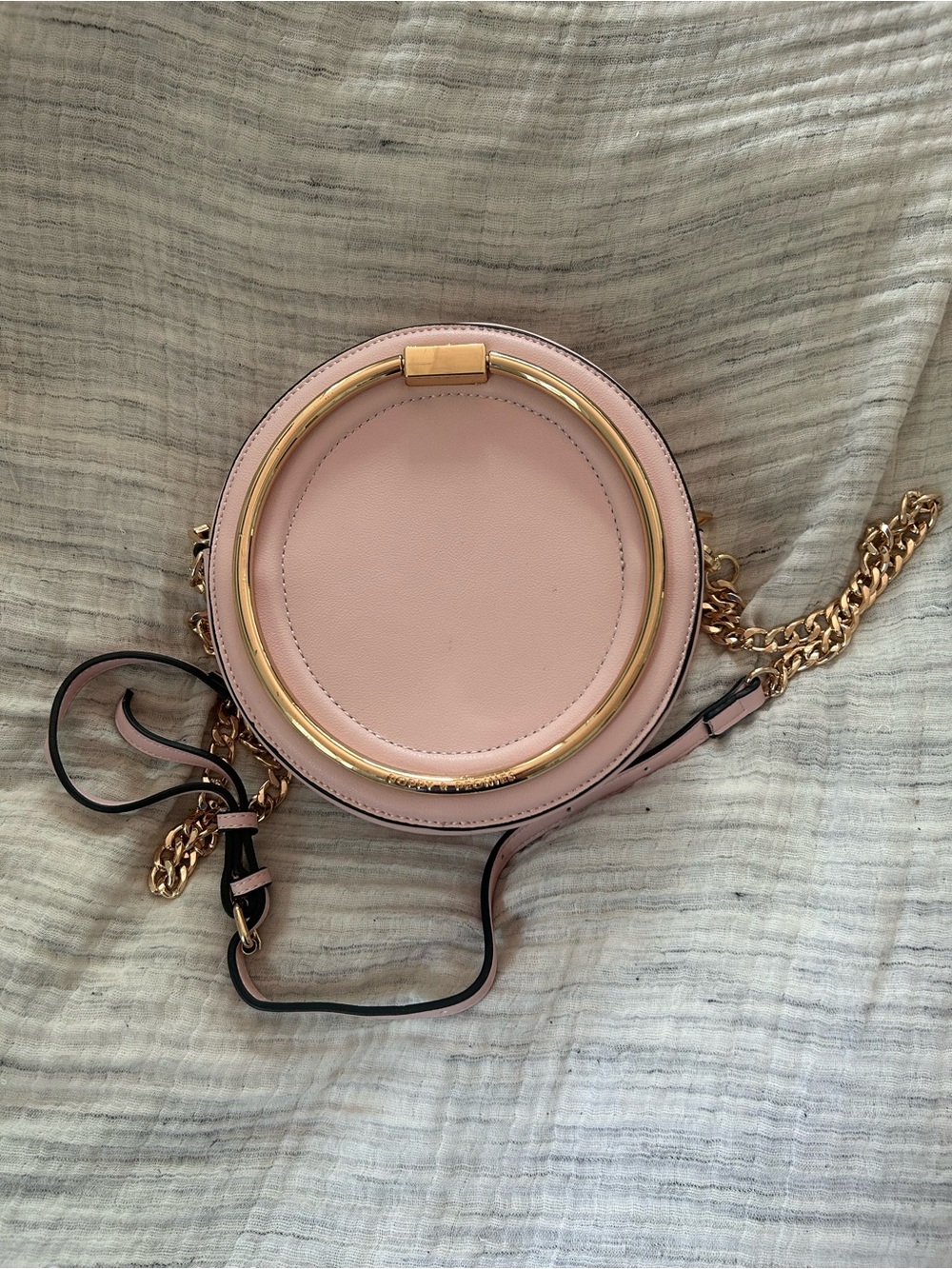 Poppy & Peonies Blush Round Crossbody with Gold Ring